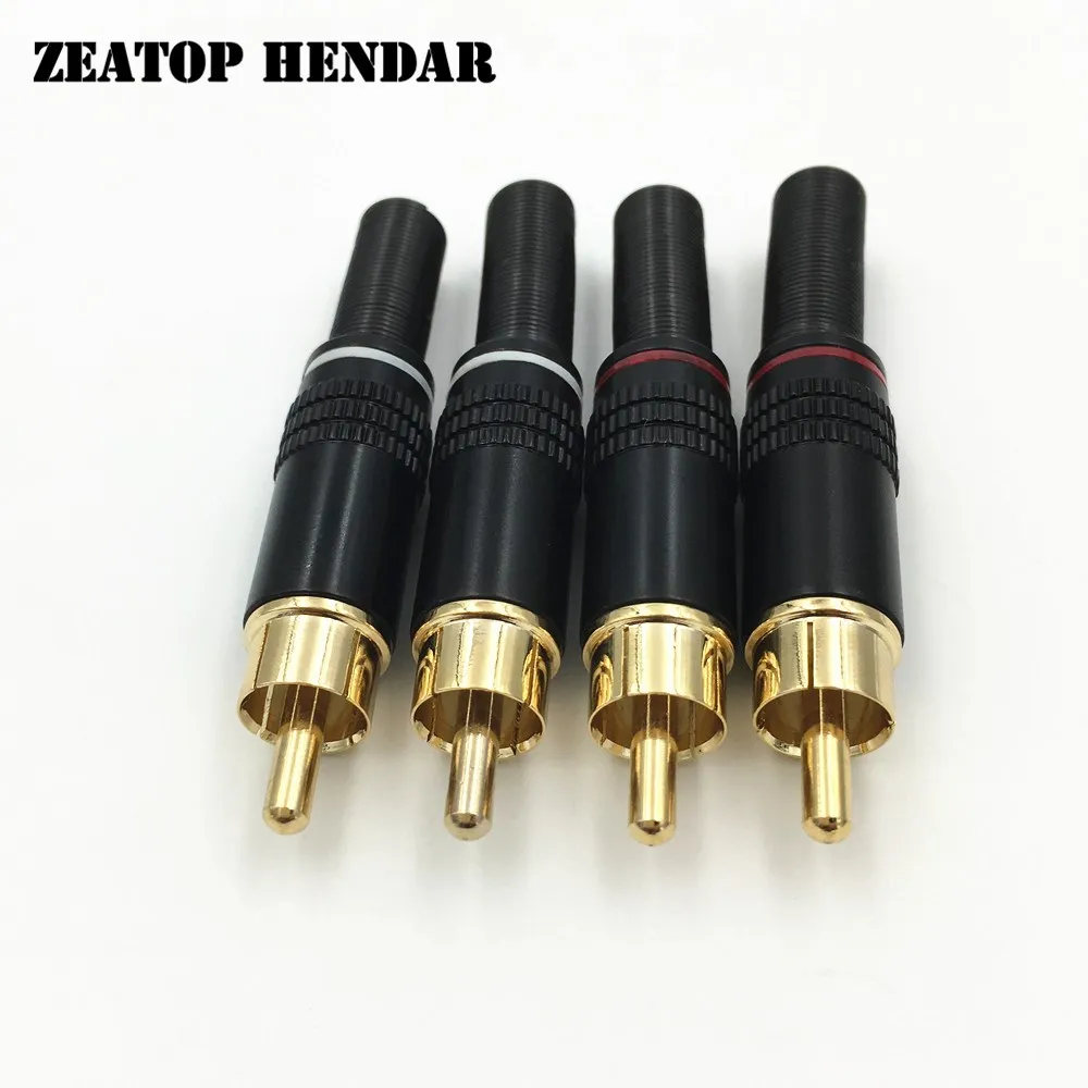 8Pcs DIY RCA Plug HIFI Gold plated Audio Cable RCA Male with Spring
