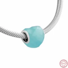 Настоящее серебро 925 проба акваланга синий граненый кристаллическая форма Любовь бисер DIY Fit PANDORA Подвески для женщин Изготовление ювелирных изделий P5049B