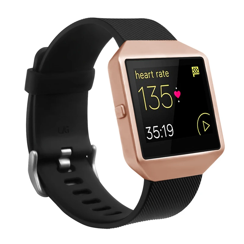 Odog черный мягкий силиконовый ремешок 23 мм ширина для Fitbit Blaze часы с металлической