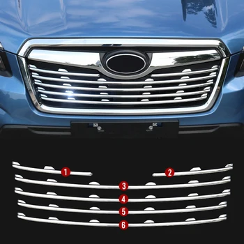 

ABS Chrome Front Central Grill Grille Cover Strip Trim 6pcs For Subaru Forester 2019 Exterior Accessories