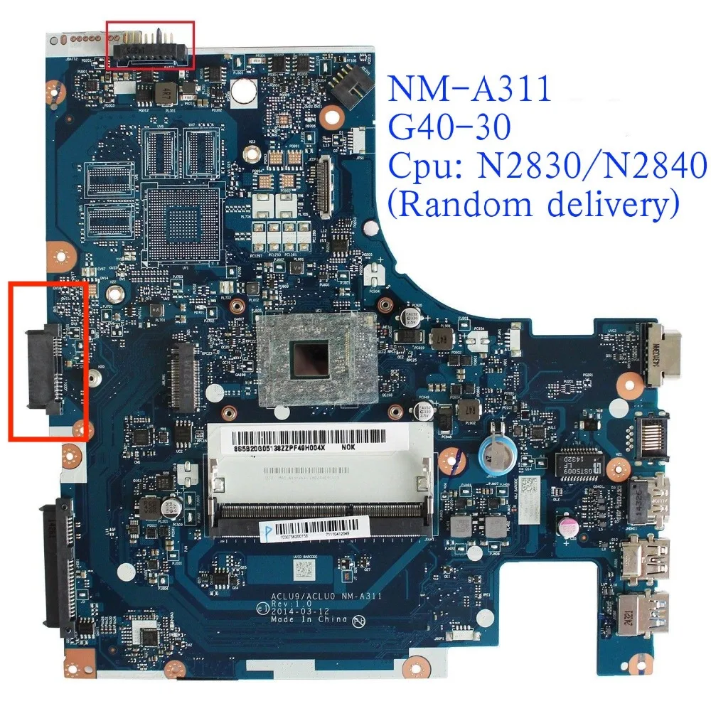 100% новый ACLU9/ACLU0 NM-A311 G40-30 материнская плата для Lenovo G40 с N2830/N2840 Процессор |
