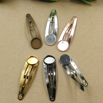 

20pcs 12/14mm 7 Colors Plated Copper Material Hairpin Hair Clips Barrette Hairpin Base Setting Cabochon Cameo base Bezel Tray