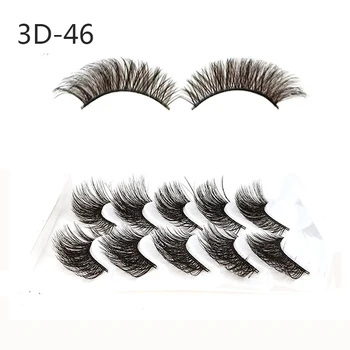 

D46 5 Pairs/box 3D Mink False Eyelashes Natural Long Soft Mink Hair Fake Full Strip Eyelash Extension Makeup Kit Cilios
