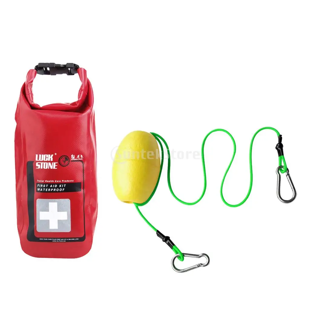 

Kayak Tow Throw Line Accessory Securing Leash + 2L Empty Waterproof First Aid Kit Dry Bag Kayaking Canoeing Boating