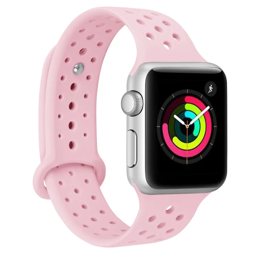 Спортивный силиконовый ремешок для наручных часов Apple watch 42 мм 38 Версия 44 40 iwatch