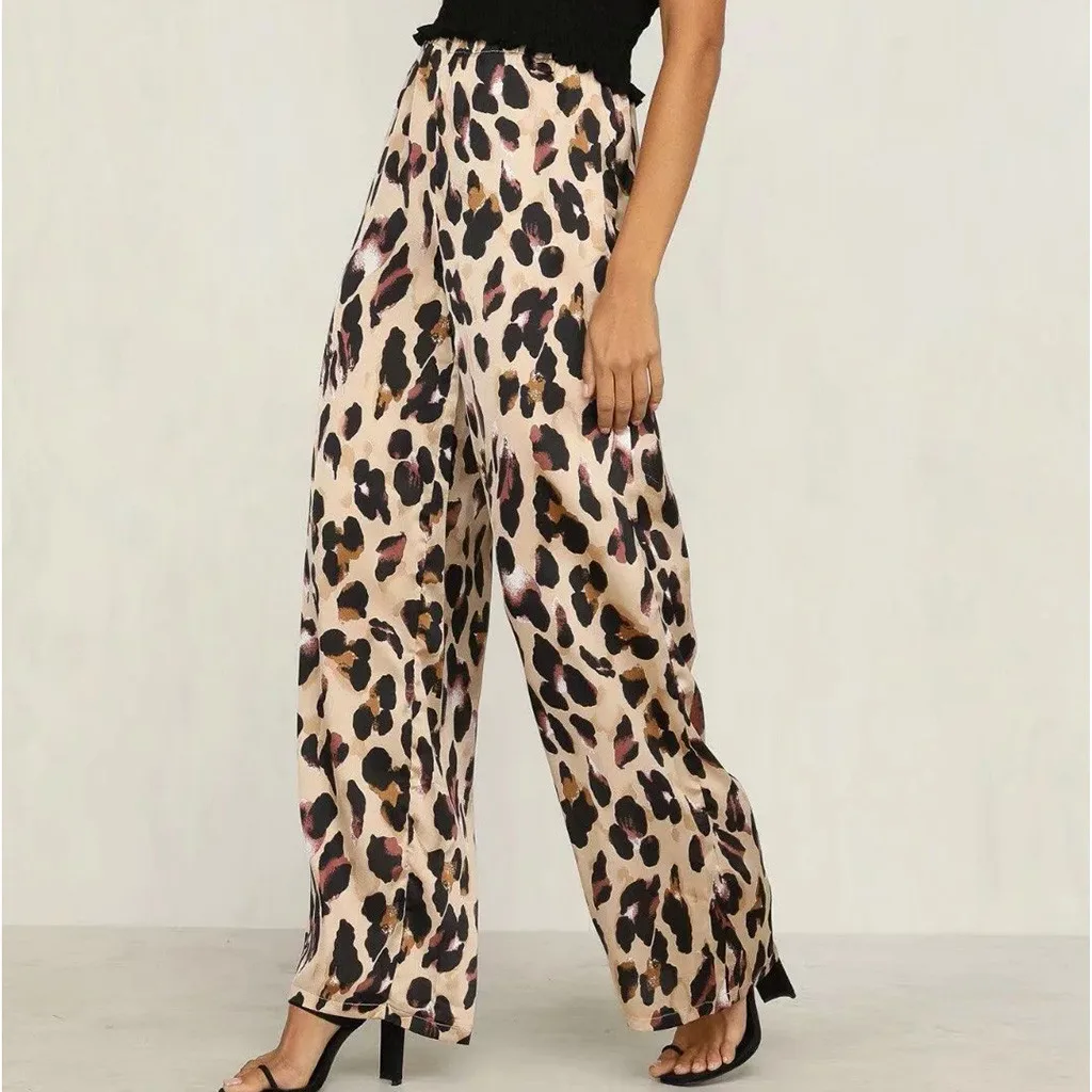 

Leopard Women Pants Summer 2019 High Waist Sexy Wide Leg Trousers Korean Style Woman Fashion pantalones mujer