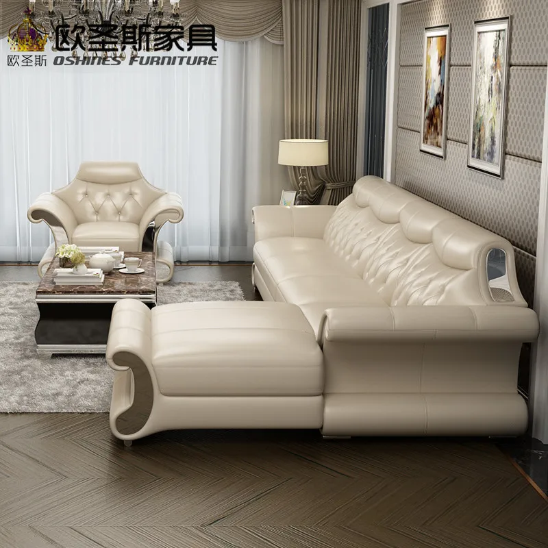Beautiful post modern bright colored sleeper couch living room stailess steel frame buffalo leather sofa set designs and prices