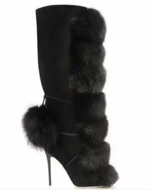 Fur stiletto boots Clearance