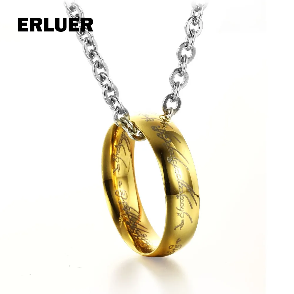 

Lord of the ri ngs Charm Pendant Couples Necklace For Women Men Stainless Steel Necklaces & Pendants lovers Gift Jewelry Bijoux