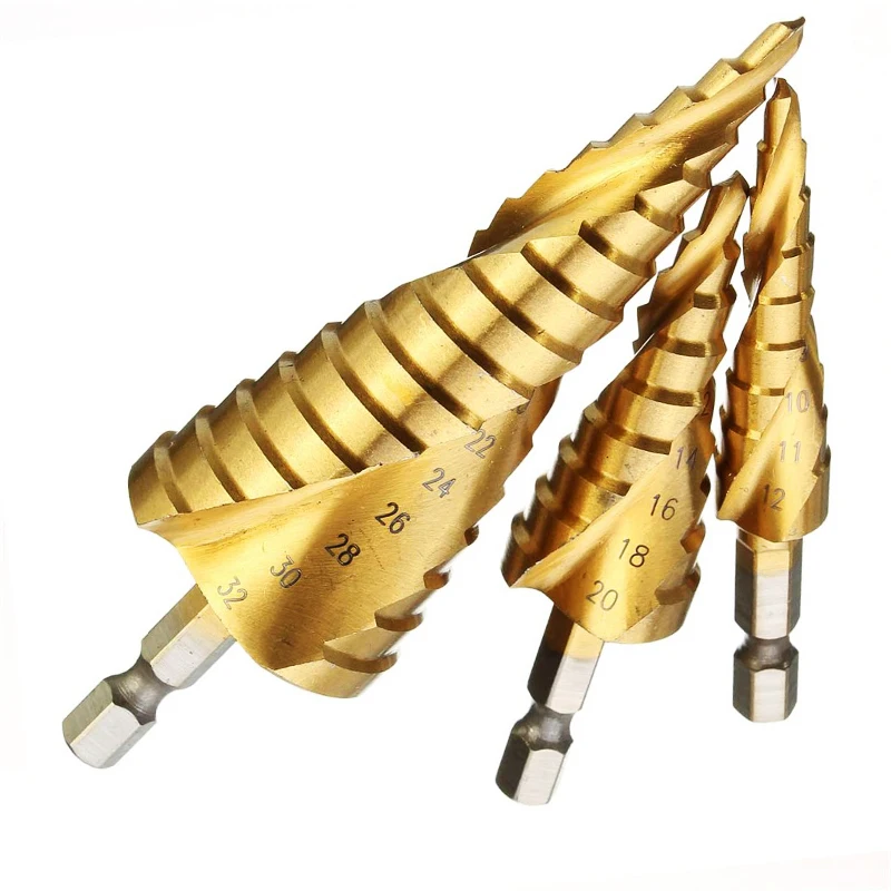 Titanium Spiral Step Drills Bit (3 Pcs)