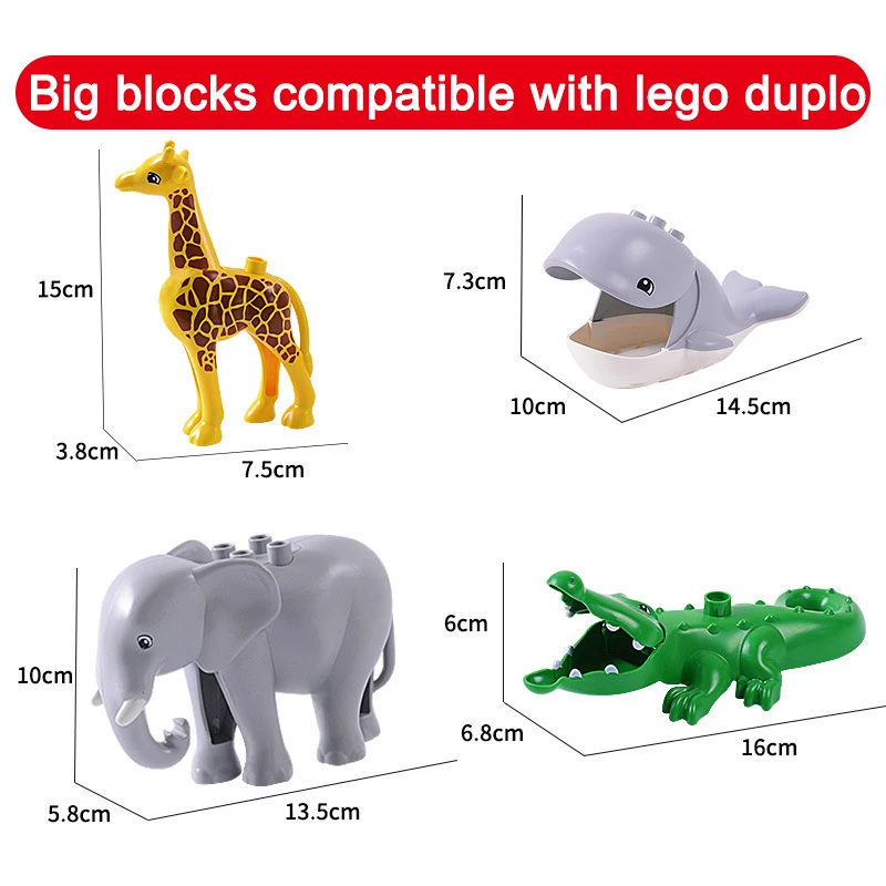 Animal Series Building Blocks Model Figures Animal Collection Big Bricks Toys For Children Gift Compatible With Legoed Duploed