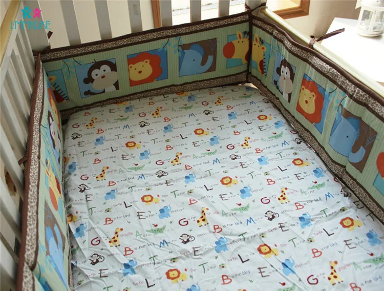 Хлопковые мягкие бортики для кровати с милым рисунком животных, мягкое постельное белье для маленьких мальчиков, дышащая удобная простыня
