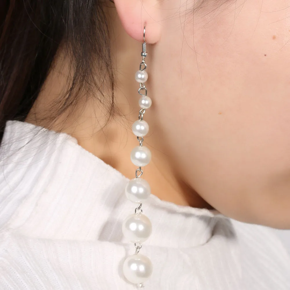 

NEW One Pair Long Pearl Earrings Swings Women's Indian Jewelry Bohemian Earrings