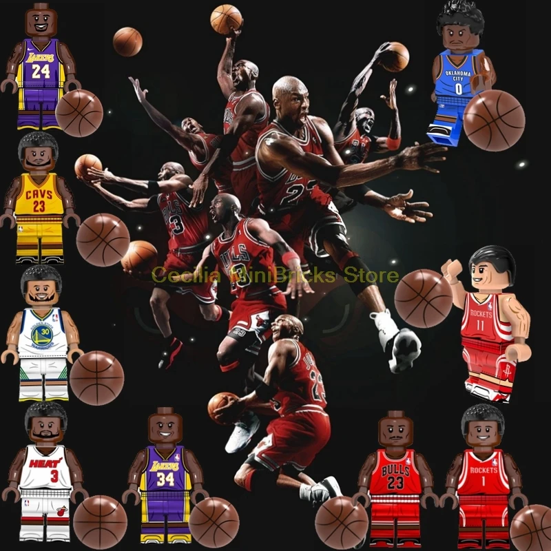 

Legoing Jordan Kobe Bryant Yao Ming Beckham Ronaldo Building Blocks Toys For Children Compatible Legoings Football Basketball