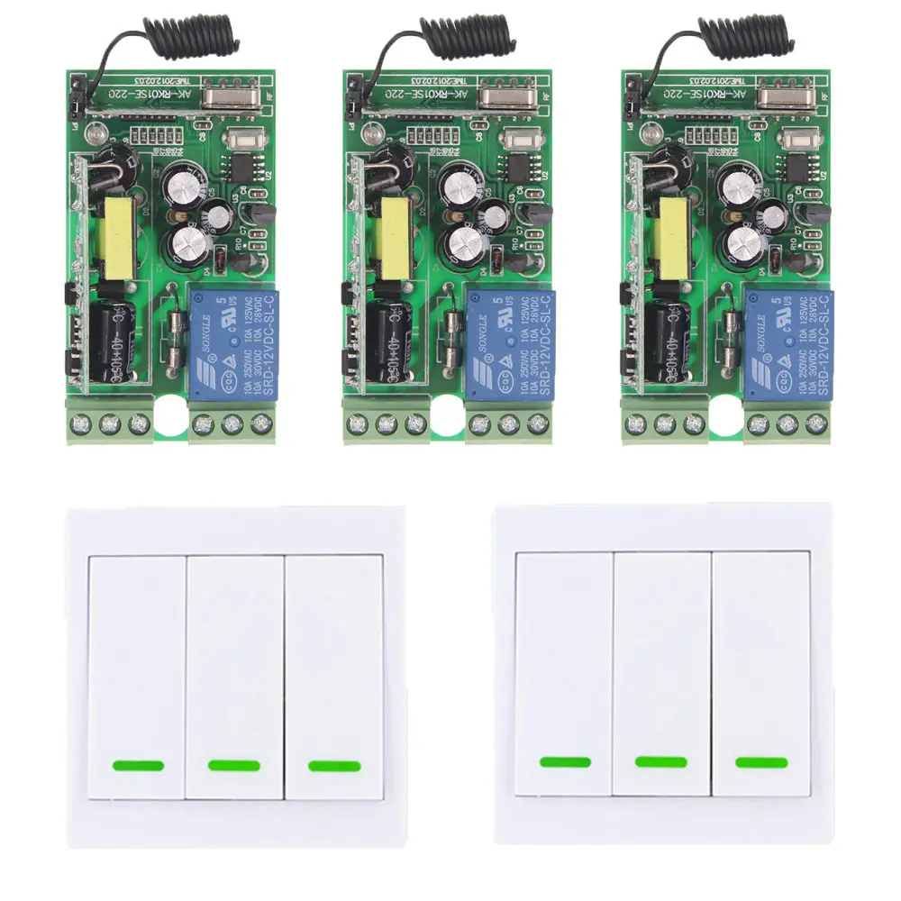 

85-265V 110V 220V 1CH 1 CH RF Wireless Remote Control LED Stairs Ceiling Light Switch System ,Receiver + 3CH 86 Wall Transmitter