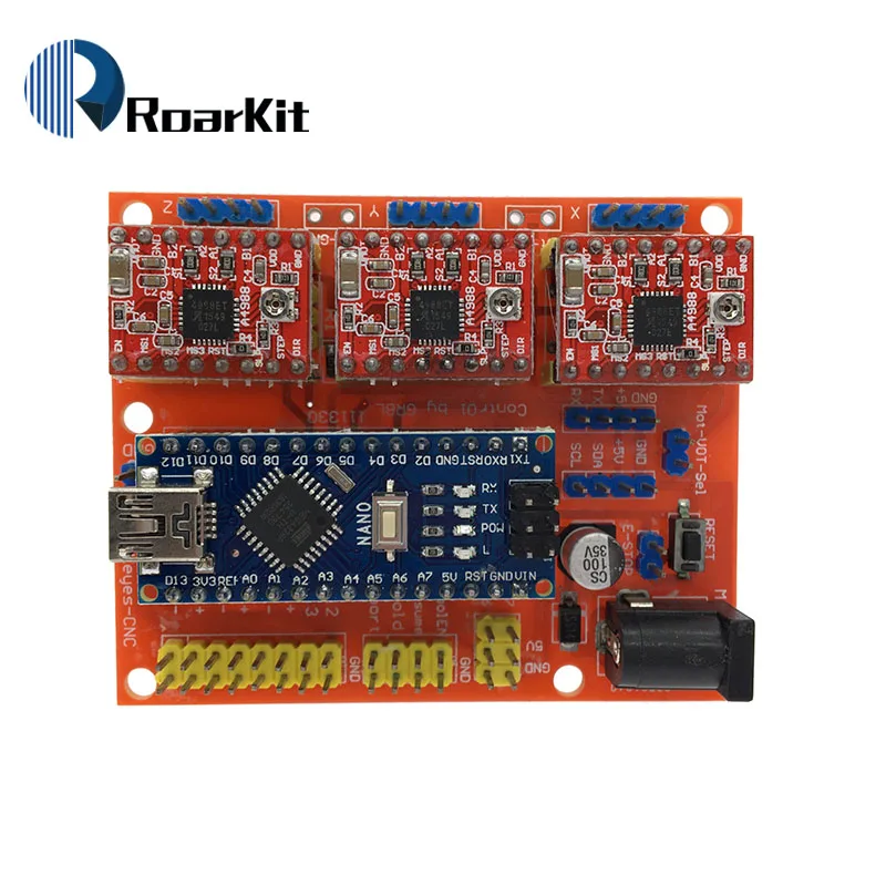 CNC Щит V4 гравировальный станок+ NANO 3,0/3d принтер/A4988/DRV8825/AT2100 Плата расширения драйвера для Arduino Diy Kit