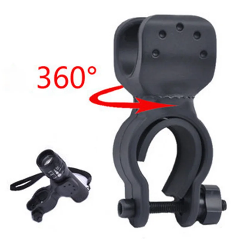 Cheap 2.5 360 Torch Clip Mount Bicycle Front Light Bracket Flashlight Holder Rotation With antiskid rubber gaskets Rotating Light clip 1