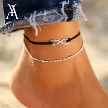 Boho многослойный медальон Бесконечность лодыжки браслет Винтаж океан пляжные браслеты на ногу для женщин ножной браслет Bracel бижутерия для ног