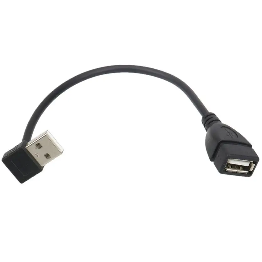 

High Quality 90 Degree USB 2.0 Male to USB Female Cable Black 20CM Dropship YECF 6.19