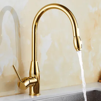 

Chrome Brass Gold Faucet Pull Out Spout Kitchen Sink Faucet Pull Out Kitchen Sink Tap Kitchen Mixer