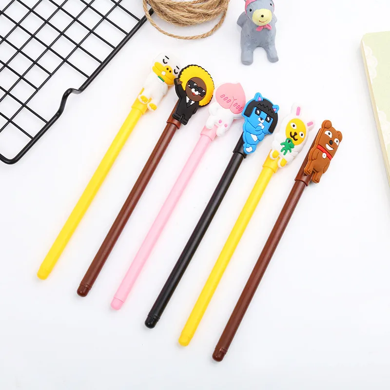 

6 Style Creative Cartoon Germination Marker Pencil 0.5mm Black Ink Pen School Supplies Stationery Gel Pens Cute Kids Writing Pen