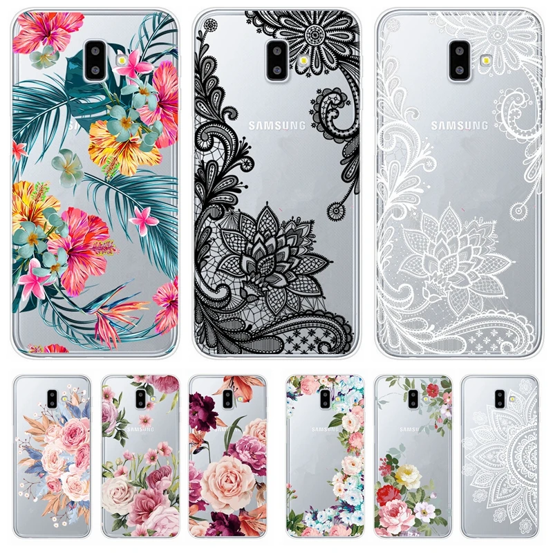 

for Coque Samsung Galaxy J6 Plus Case on for Samsung Galaxy J6 Prime J6Plus 2018 Fundas Retro Flower Clear Soft Silicone Cover