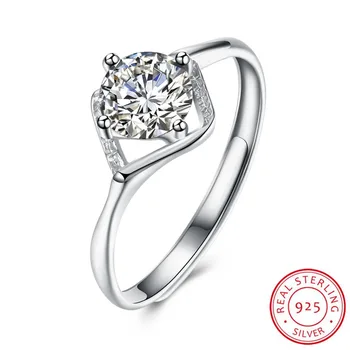

Genuine 100% 925 Sterling Silver Simple Geometric Round Single Stackable Finger Rings Women Engagement Jewelry New Open Ring
