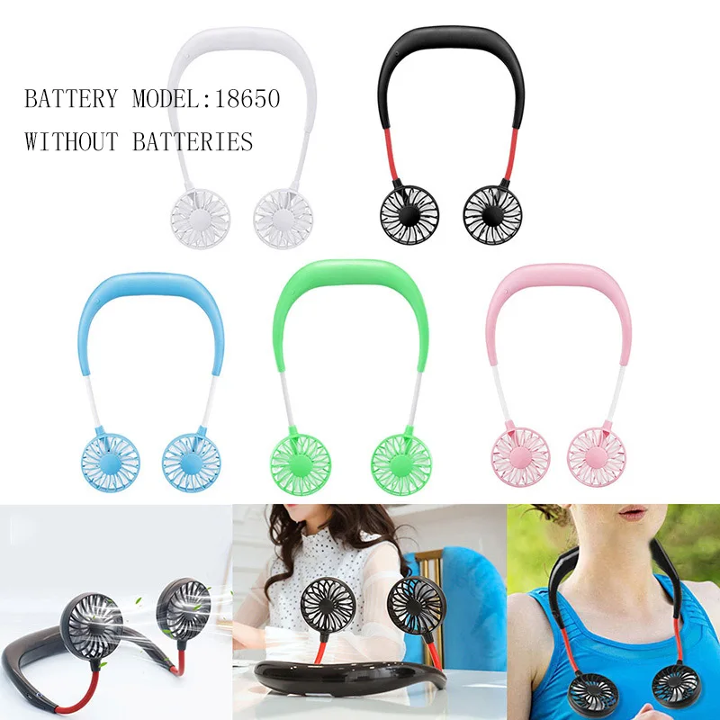 Portable Rechargeable Summer Cooler Neckband Fans With USB 3 Wind Speed Wearable Hands-Free Fans