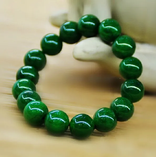 Natural Burmese Jadeite A Dry Green Tielongsheng Diameter Ball Bracelet Jadeite Man Green Men's and Women's Handstrings