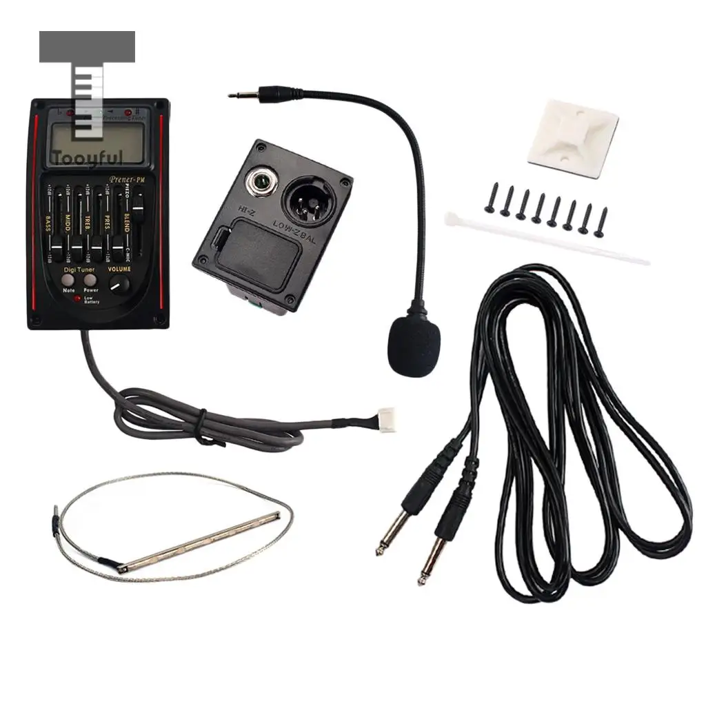Tooyful 5-Band EQ Equalizer Preamp Pickup LCD Tuner with Microphone Set LC-5 for Acoustic/Classical Guitar Replacement Parts