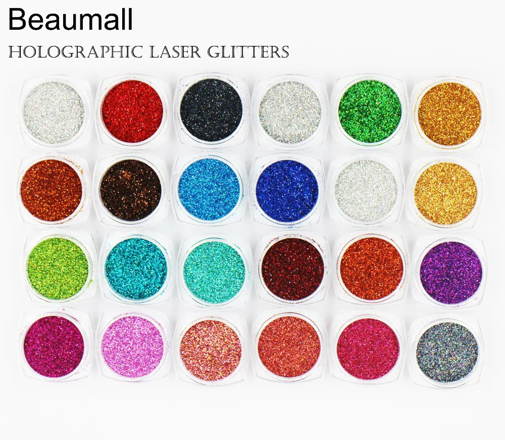 

2g/pot, 0.2mm (1/128 008) Holographic Acrylic Laser Glitters Powder Dusts Chrome Pigments For Nail ,Tattoo Art Decorations