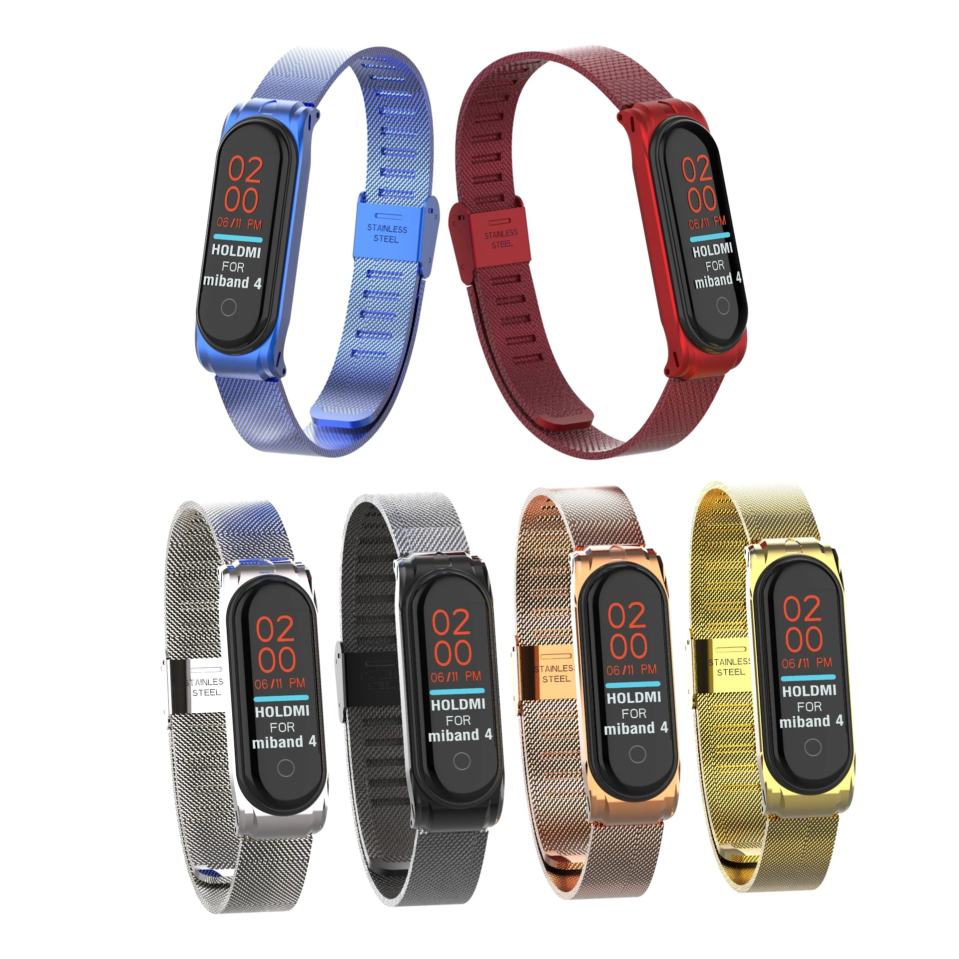 Металлический ремешок браслет для Xiaomi Mi Band 4 Безвинтовой из нержавеющей стали на