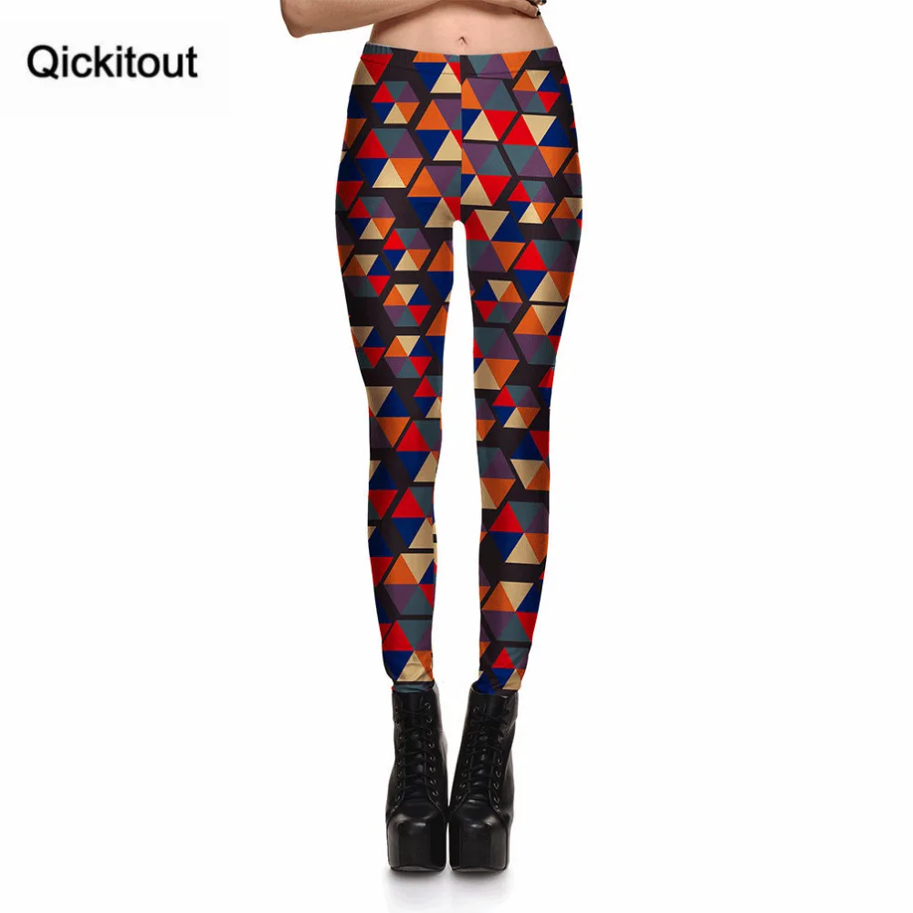 

Qickitout Leggings Hot Women's Color Triangular Diamond Variable Leggings Digital Print Pants Trousers Stretch Pants Plus Size
