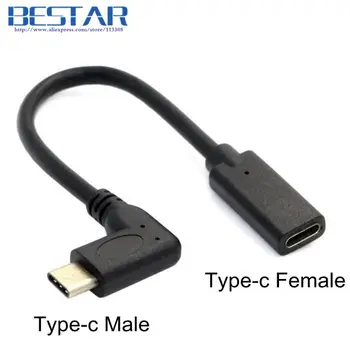 

90 Degree Right Angled USB-C USB Type C type-c 3.1 Male to Female Extension Data Cable for Macbook Tablet 20cm 0.2m