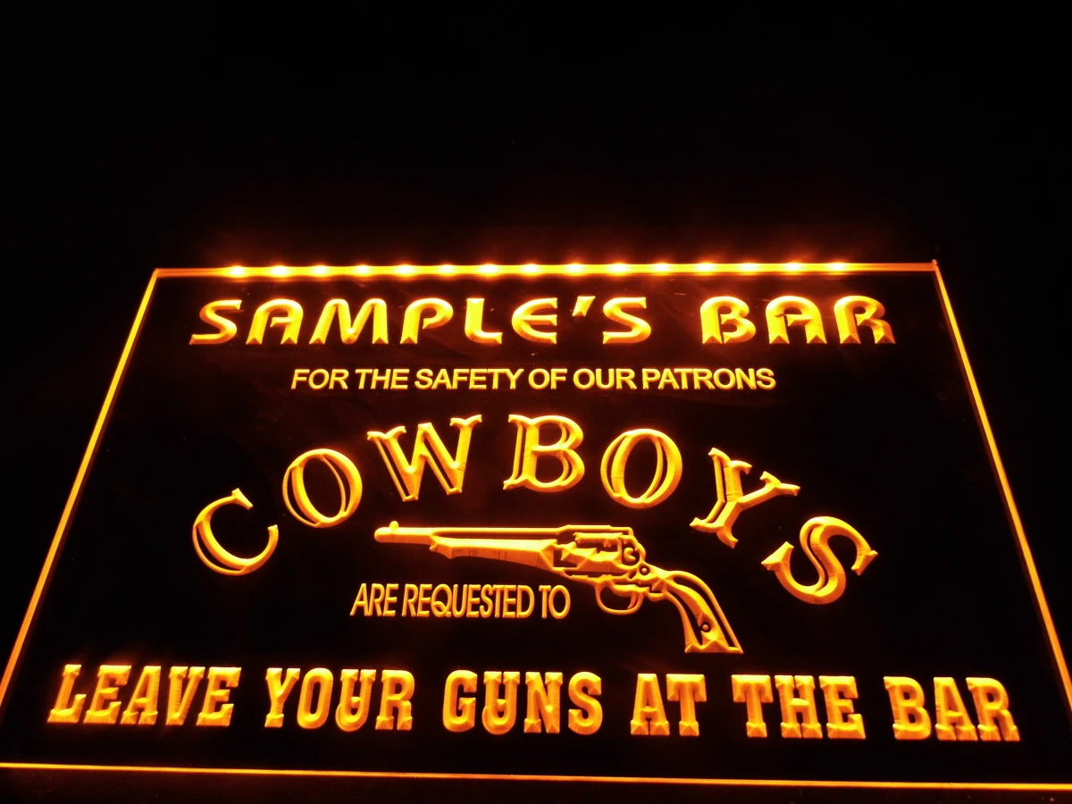 

DZ037- Name Personalized Custom Cowboys Leave Your Guns At The Bar Beer Neon Sign hang sign home decor crafts