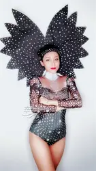 Сексуальные сверкающие кристаллы танцевальные трико Стразы облегающий Костюм Стретч концертные костюм сценическая одежда праздновать