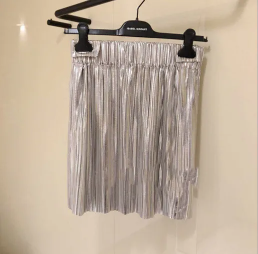 

Women Summer Sliver Metal Color Shiny High Waist Mini Casual Skirt For Female