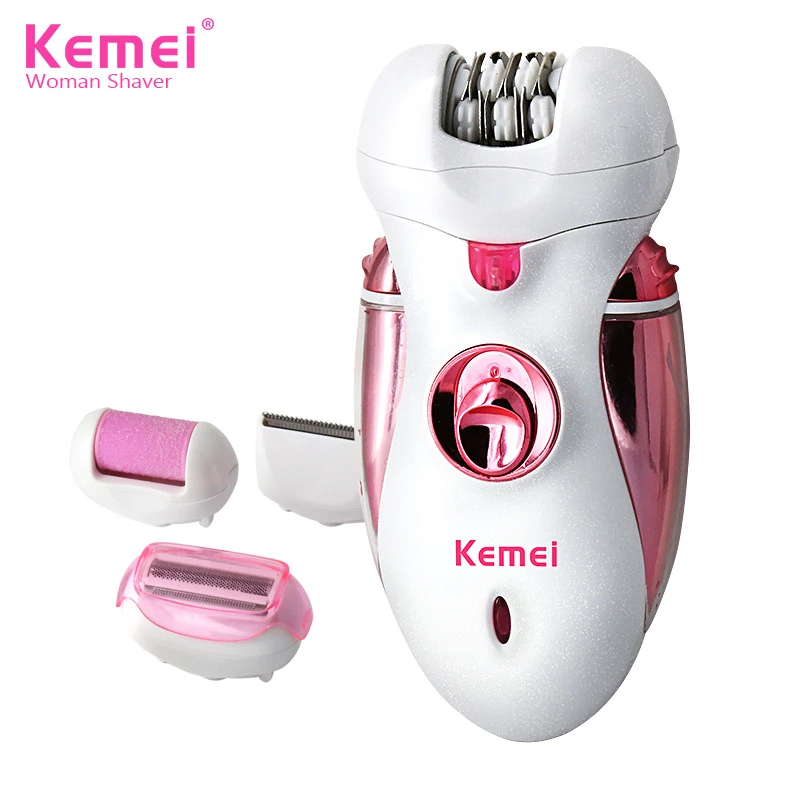 

Kemei 4 In1 Depilator Rechargeable Multifunctional Women Shaver Electric Epilator Hair Removal Foot Care Tool Battery Power