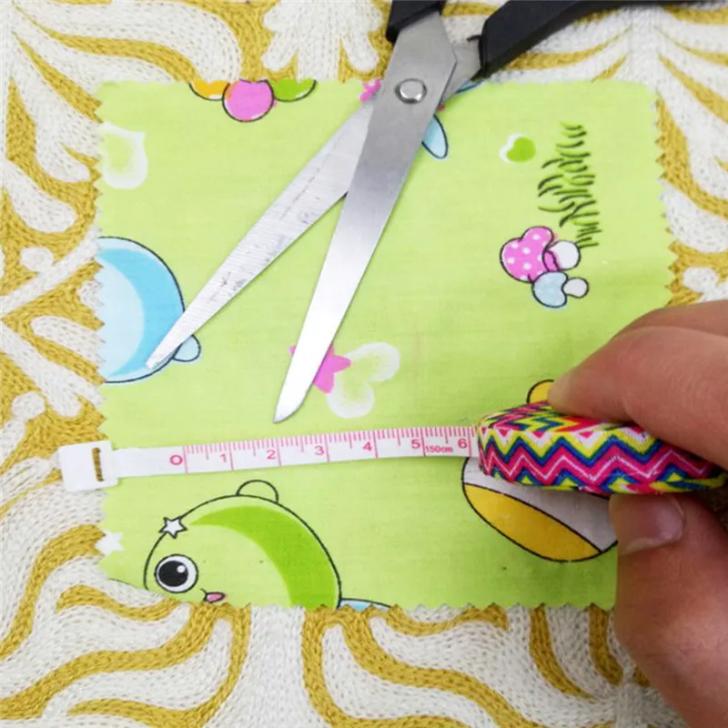 Fashion Fabric Covered Ruler Soft Tape Measure Women Portable Pocket Plastic Tapeline 60 inch 1.5M Fabric Crafts Sewing Tools  (6)