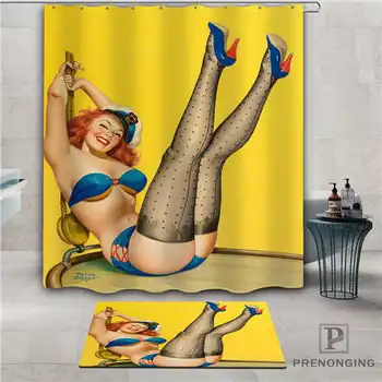 

Custom pin-up-girl (2) Waterproof Shower Curtain Doormat Home Bath Bathroom Polyester Fabric Multi Sizes#2019-1-05-69