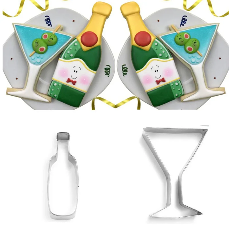 2pcs Patisserie Reposteria Gateau Cocktail Wine Bottle Beer Metal Cookie Cutter Mold Fondant Cake Decor Tool Paste Biscuit Mould Metal Cookie Cutters Cookie Cuttercutter Mold Aliexpress