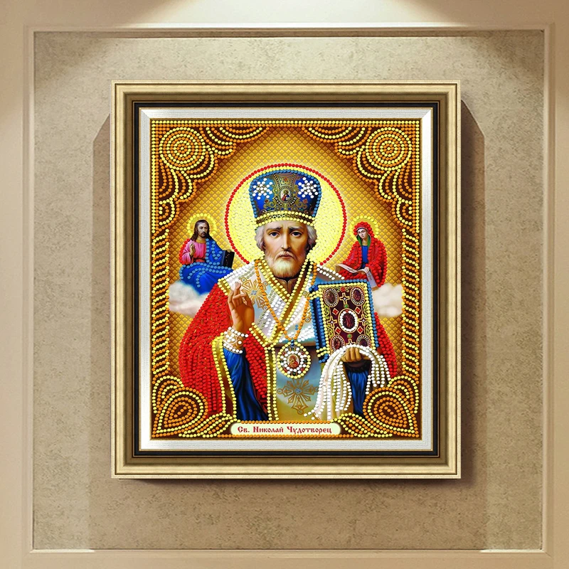 

DIY Diamond Painting Icon 5D Crystal Round Drill Rhinestones Diamond Embroidery Display Religion Cross Stitch Mosaic Home Decor