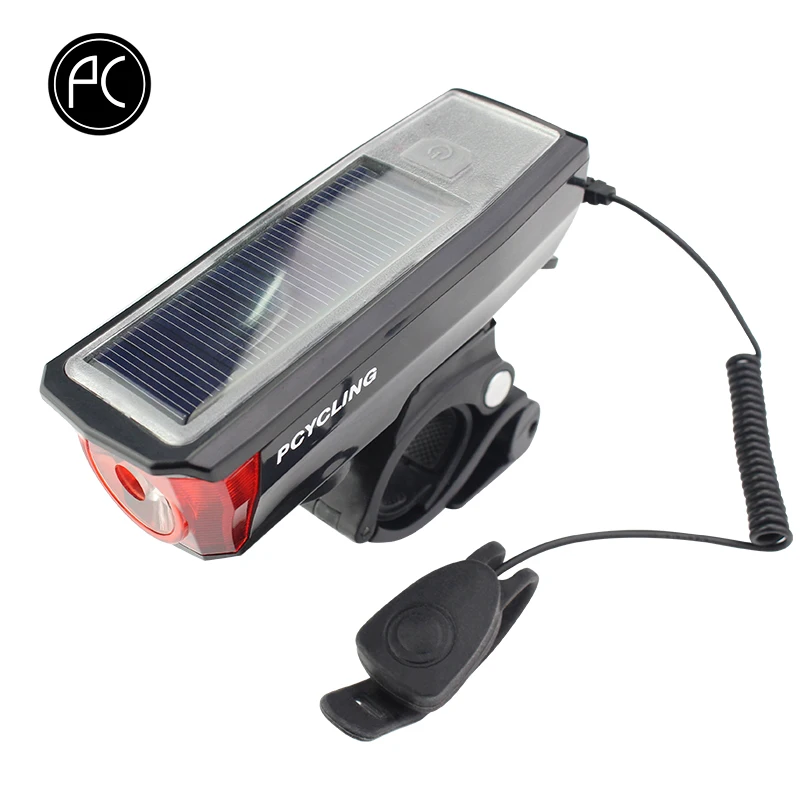 PCycling Bicycle Bell LED USB Rechargeable Lamp Front Headlights Solar