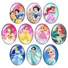 Принцессы Белоснежка Белла Ариэль 13x18 мм/18x25 мм/30x40 мм Смешанные овальные фото стекло кабошон демонстрационная плоская задняя часть ювелирных изделий TB0010
