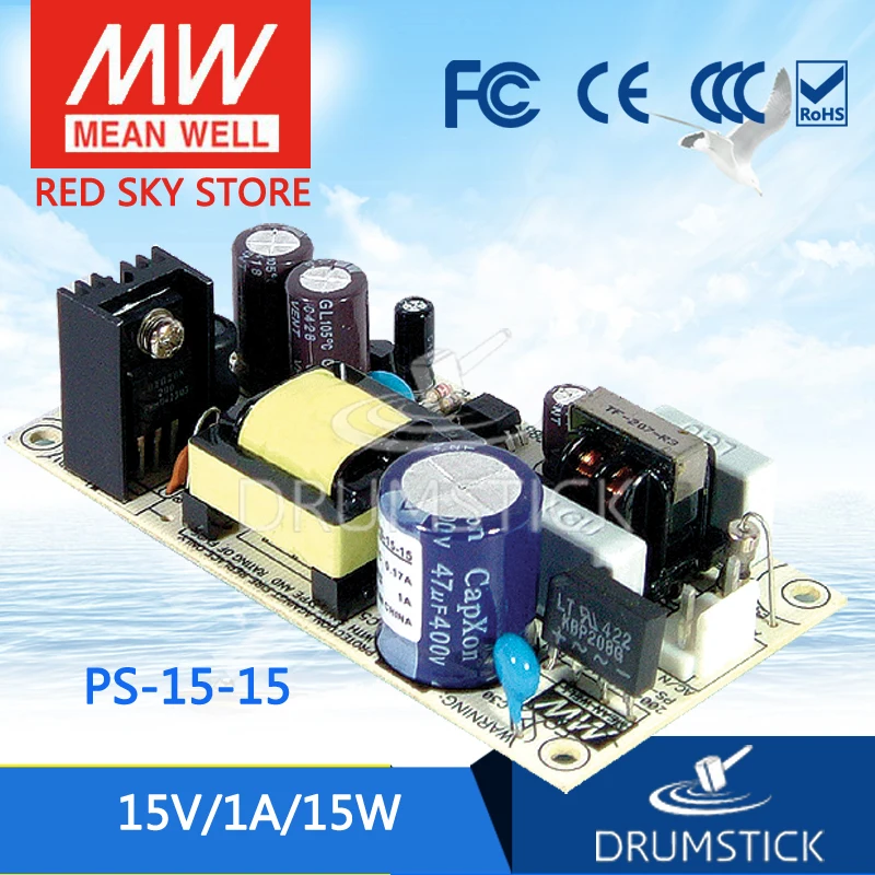 Бренд MEAN WELL представляет PS-15-15 15V 1A meanwell PS-15 напряжение 15 Ватт Выход переключение
