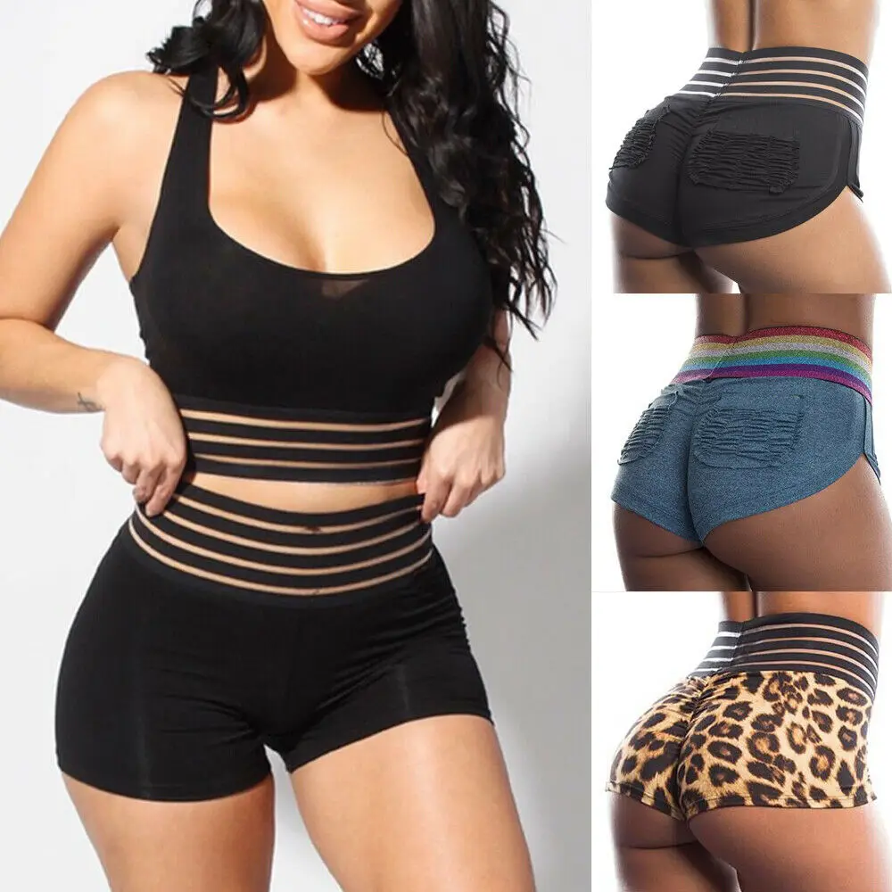 

2019 New High Waist Yoga Shorts Sexy Women Fitness Sport Shorts Wicking Jogging Trouser Gym Running Cycling Shorts Dropshiping