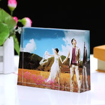 

Photo Custom Crystal Photo Frame Personalized Crystal Handmade Square Shape Color Printing Diy Photo Frame Souvenir Birthday