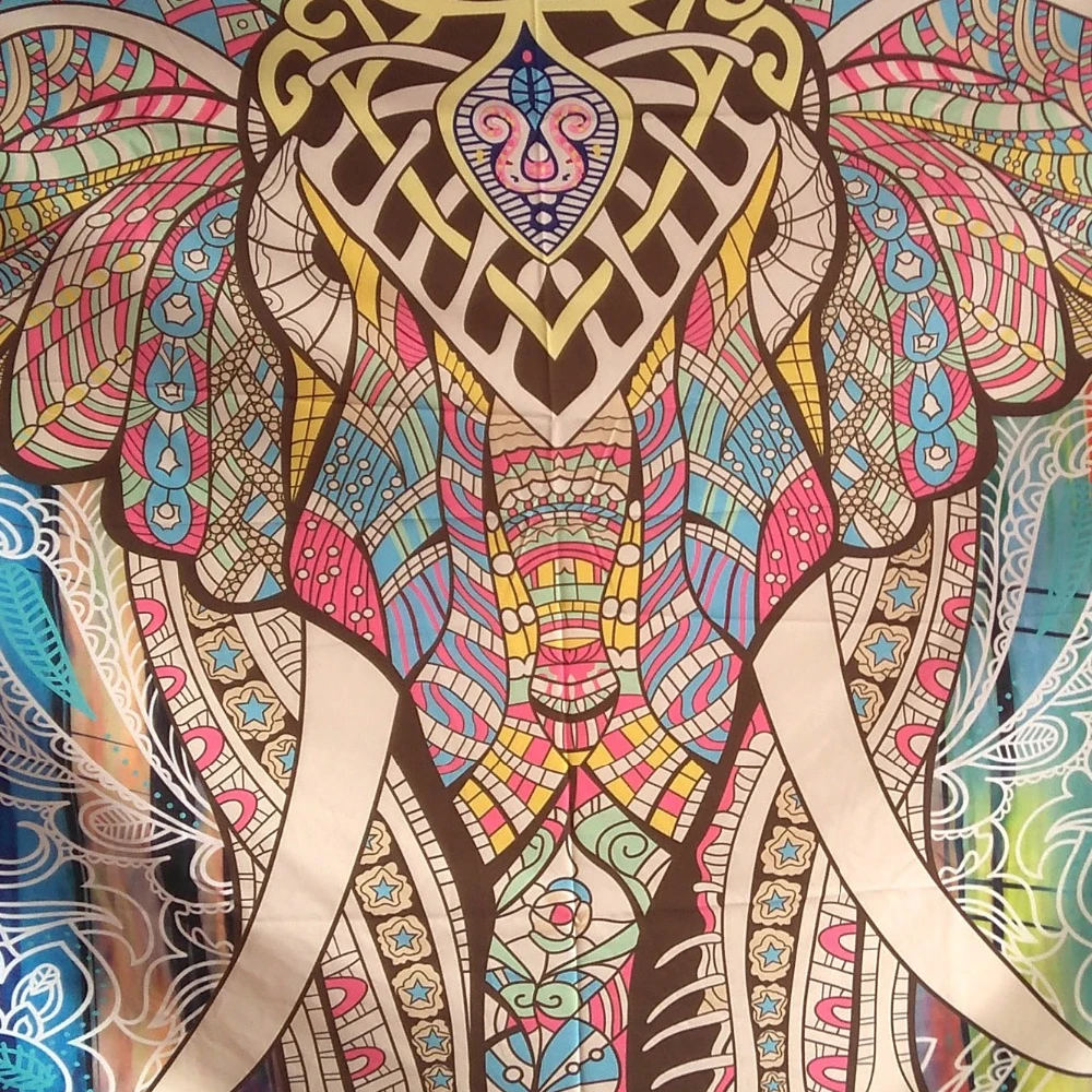 210X150cm Drop Indian Printed Elephant Mandala Tapestry Throw Hippie