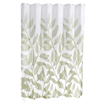 

Green Plant Leaf Print Shower Curtains Simple Elegant Curtain For Bathroom Waterproof Polyester Fabric Bath Curtain