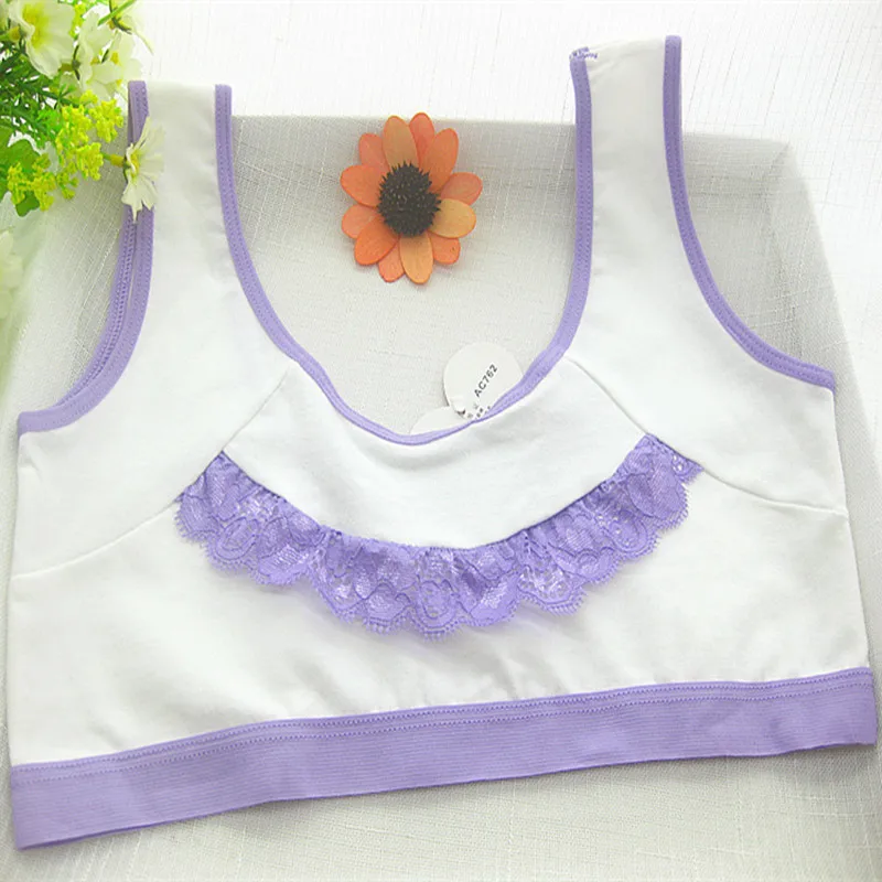 Fashion Young Developmental Girls Cotton Training Bra High Quality Wire Free Padded Children Summer training Bra